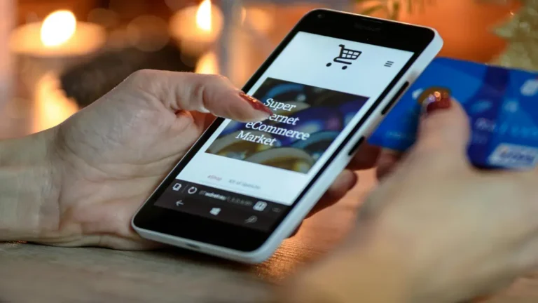 The Future of ECommerce captured through mobile shopping and online payment with a credit card